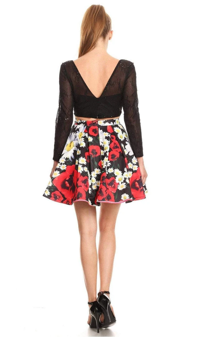 Cocktail Dresses Nox Anabel - 6339 Long Sleeved Two-Piece Floral Party Cocktail Dress 5 Cocktail Dresses Nox Anabel - 6339 Long Sleeved Two-Piece Floral Party Cocktail Dress