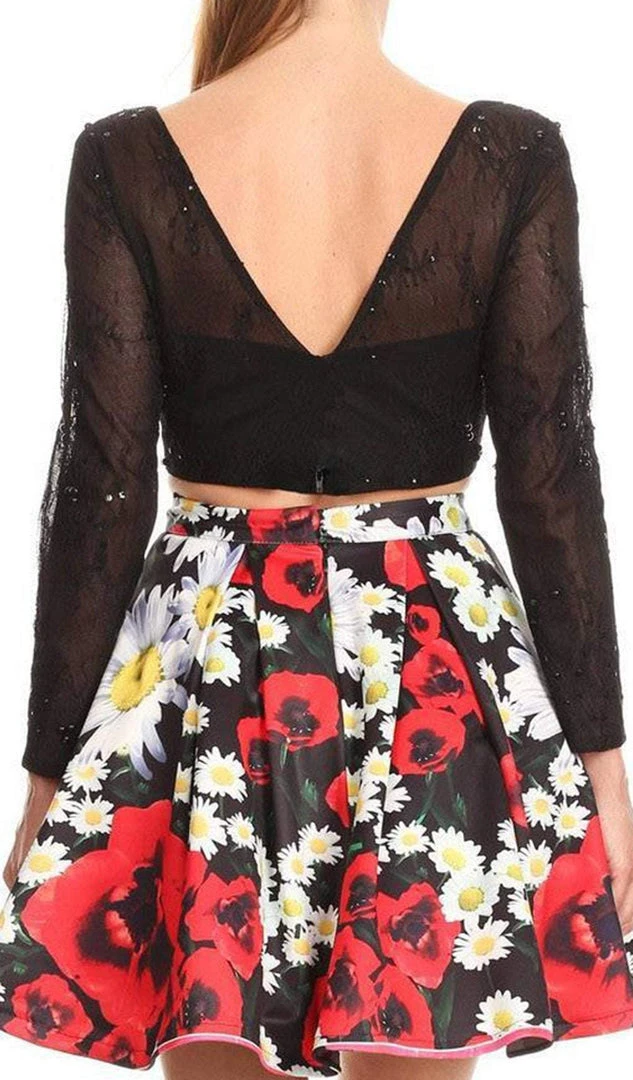 Cocktail Dresses Nox Anabel - 6339 Long Sleeved Two-Piece Floral Party Cocktail Dress 6 Cocktail Dresses Nox Anabel - 6339 Long Sleeved Two-Piece Floral Party Cocktail Dress