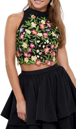 Nox Anabel - 6342 Embroidered Two Piece Tiered Cocktail Dress Cocktail Dresses