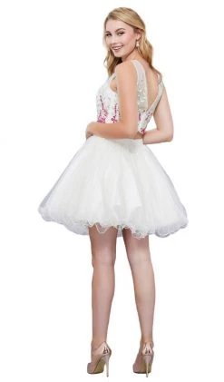 Nox Anabel - 6352 Two Piece Floral And Tulle Illusion Cocktail Dress Cocktail Dresses