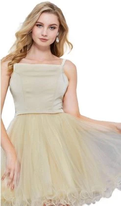 Cocktail Dresses Nox Anabel - 6353 Sleeveless Straight-Across Neck Chiffon Cocktail Dress