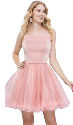 Cocktail Dresses Nox Anabel - 6353 Sleeveless Straight-Across Neck Chiffon Cocktail Dress