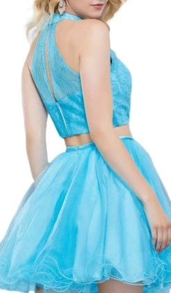 Cocktail Dresses Nox Anabel - 6354 Lace Illusion High Halter A-line Dress