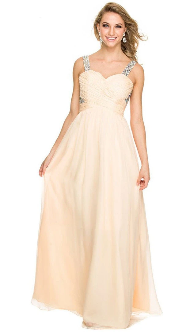 Nox Anabel - 8140 Rhinestone Embellished Ruched Long Dress Formal Gowns 5 Nox Anabel - 8140 Rhinestone Embellished Ruched Long Dress Formal Gowns