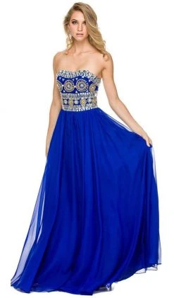 Nox Anabel - 8153 Strapless Bejeweled Bodice Long Evening Dress