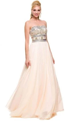 Nox Anabel - 8153 Strapless Bejeweled Bodice Long Evening Dress