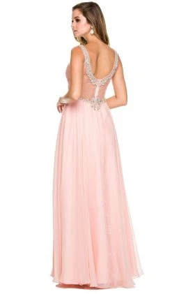 Nox Anabel - 8155 Bateau Illusion Chiffon Gown Formal Gowns