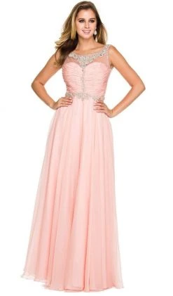 Nox Anabel - 8155 Bateau Illusion Chiffon Gown Formal Gowns