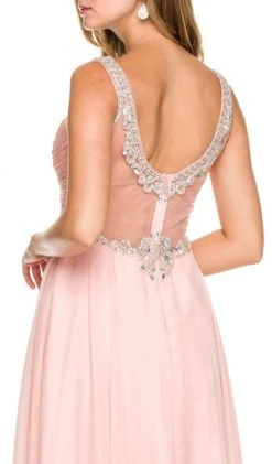 Nox Anabel - 8155 Bateau Illusion Chiffon Gown Formal Gowns