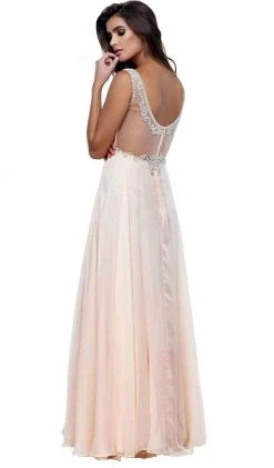 Nox Anabel - 8155 Bateau Illusion Chiffon Gown Formal Gowns
