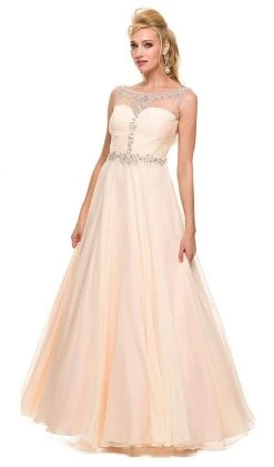 Nox Anabel - 8155 Bateau Illusion Chiffon Gown Formal Gowns