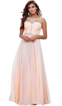 Nox Anabel - 8155 Bateau Illusion Chiffon Gown Formal Gowns