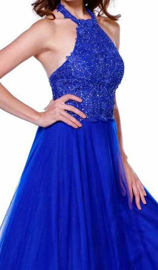 Nox Anabel - 8181 Lace Embroidered Bodice Halter Long Gown Formal Gowns 6 Nox Anabel - 8181 Lace Embroidered Bodice Halter Long Gown Formal Gowns