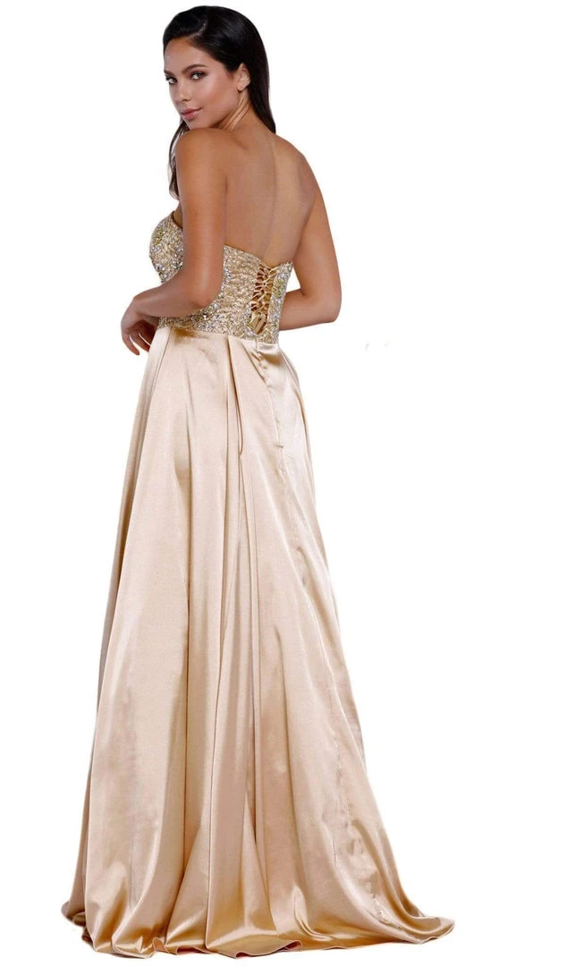 Formal Gowns Nox Anabel - 8186 Metallic Embellished Strapless Long Evening Gown 4 Formal Gowns Nox Anabel - 8186 Metallic Embellished Strapless Long Evening Gown