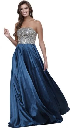 Formal Gowns Nox Anabel - 8186 Metallic Embellished Strapless Long Evening Gown 19 Formal Gowns Nox Anabel - 8186 Metallic Embellished Strapless Long Evening Gown