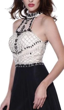 Formal Gowns Nox Anabel - 8200 Bejeweled Halter Chiffon A-line Dress