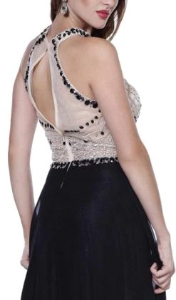 Formal Gowns Nox Anabel - 8200 Bejeweled Halter Chiffon A-line Dress