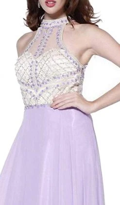 Nox Anabel - 8201 Beaded Sleeveless Halter Long Gown