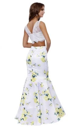 Nox Anabel - 8208 Two Piece Laced Jewel Floral Trumpet Evening Gown 8 Nox Anabel - 8208 Two Piece Laced Jewel Floral Trumpet Evening Gown