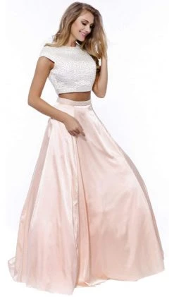 Nox Anabel - 8228 Two Piece Satin A-line Dress