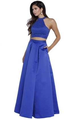 Nox Anabel - 8229 Two Piece Beaded Halter Evening Dress Formal Gowns 11 Nox Anabel - 8229 Two Piece Beaded Halter Evening Dress Formal Gowns