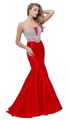 Nox Anabel - 8243 Strapless Sparkling Sequined Mermaid Dress Formal Gowns
