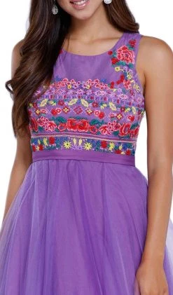 Nox Anabel - 8263 Floral Embroidered Bateau Chiffon Evening Dress