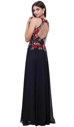Nox Anabel - 8275 Floral Embroidered A-line Dress