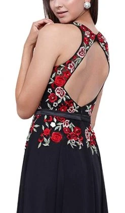 Nox Anabel - 8275 Floral Embroidered A-line Dress