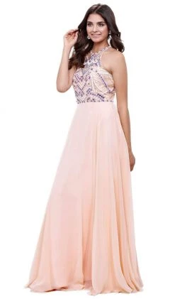 Formal Gowns Nox Anabel - 8276 Sleeveless Bejeweled Halter A-line Dress 12 Formal Gowns Nox Anabel - 8276 Sleeveless Bejeweled Halter A-line Dress