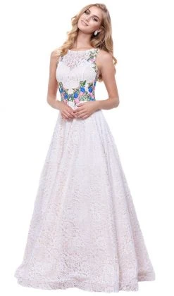 Nox Anabel - 8281 Sleeveless Embroidered Lace Scoop A-line Dress Formal Gowns 12 Nox Anabel - 8281 Sleeveless Embroidered Lace Scoop A-line Dress Formal Gowns