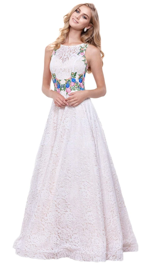 Nox Anabel - 8281 Sleeveless Embroidered Lace Scoop A-line Dress Formal Gowns 7 Nox Anabel - 8281 Sleeveless Embroidered Lace Scoop A-line Dress Formal Gowns