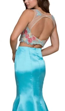 Formal Gowns Nox Anabel - 8287 Two-Piece Crop Top Floral Lace Long Dress 10 Formal Gowns Nox Anabel - 8287 Two-Piece Crop Top Floral Lace Long Dress