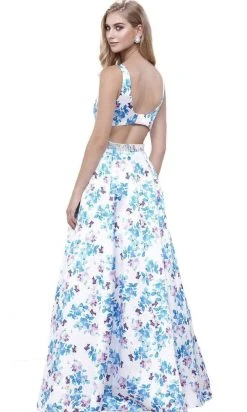 Nox Anabel - 8290 Floral Print Sleeveless Open Back Evening Dress Formal Gowns