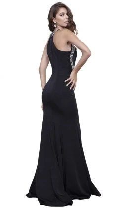 Formal Gowns Nox Anabel - 8294 Bedazzled Halter Neck Long Trumpet Dress
