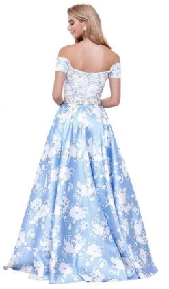 Formal Gowns Nox Anabel - 8301 Lace Off Shoulder Floral A-Line Gown