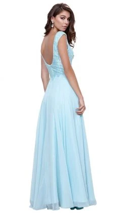 Formal Gowns Nox Anabel - 8302 Adorned Lace Bodice Sleeveless Chiffon Dress