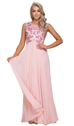 Nox Anabel - 8306 Floral Applique Illusion Bateau A-line Dress Formal Gowns