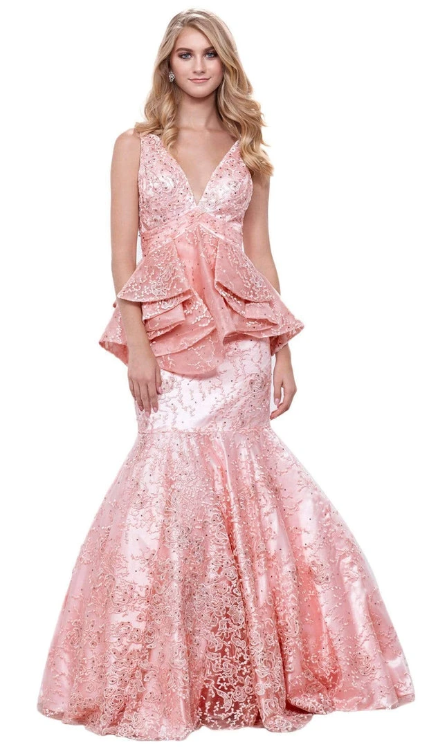 Formal Gowns Nox Anabel - 8311 Embellished Sleeveless Ruffled Peplum Evening Gown 3 Formal Gowns Nox Anabel - 8311 Embellished Sleeveless Ruffled Peplum Evening Gown
