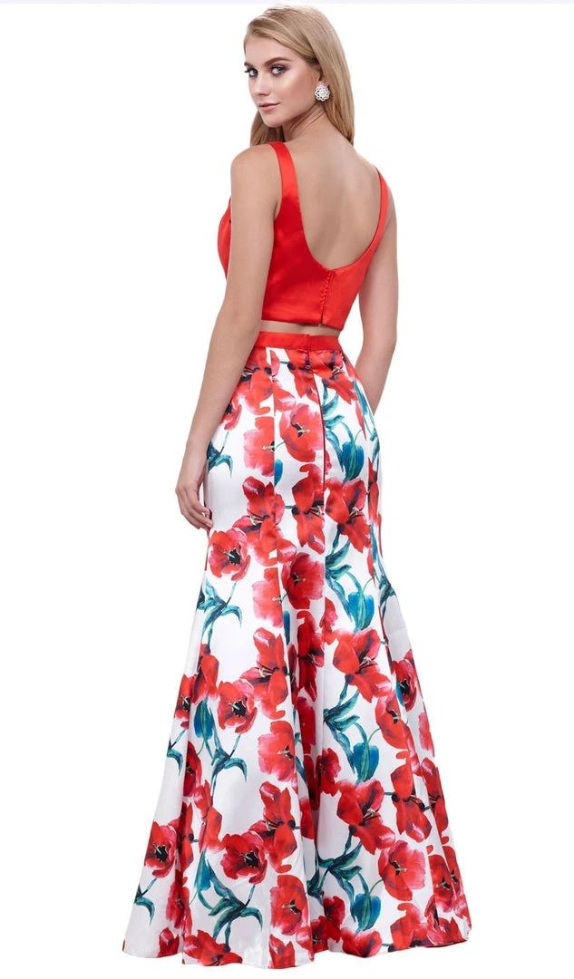 Formal Gowns Nox Anabel - 8313 Two-Piece Sleeveless Floral Trumpet Evening Dress 5 Formal Gowns Nox Anabel - 8313 Two-Piece Sleeveless Floral Trumpet Evening Dress