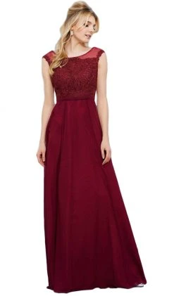 Formal Gowns Nox Anabel - 8314 Elegant Lace Bodice Scoop Back Chiffon A-Line Evening Gown