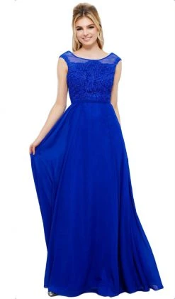 Formal Gowns Nox Anabel - 8314 Elegant Lace Bodice Scoop Back Chiffon A-Line Evening Gown