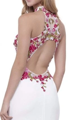 Nox Anabel - 8322 Floral Embroidered Halter Jersey Evening Dress Formal Gowns 9 Nox Anabel - 8322 Floral Embroidered Halter Jersey Evening Dress Formal Gowns