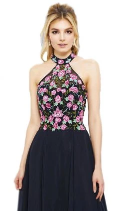 Formal Gowns Nox Anabel - 8326 Lovely Floral Halter Style Long Evening Gown 18 Formal Gowns Nox Anabel - 8326 Lovely Floral Halter Style Long Evening Gown