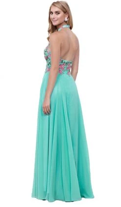 Formal Gowns Nox Anabel - 8326 Lovely Floral Halter Style Long Evening Gown