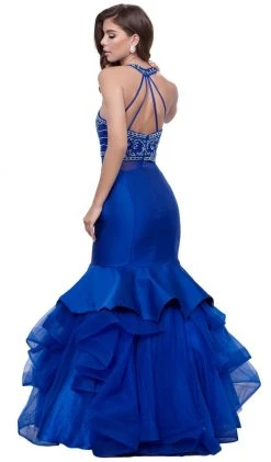 Nox Anabel - 8332 Sleeveless Halter Neck Beaded Long Mermaid Dress Formal Gowns