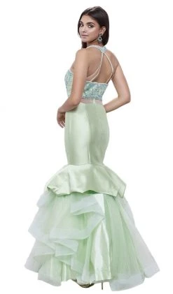 Nox Anabel - 8332 Sleeveless Halter Neck Beaded Long Mermaid Dress Formal Gowns