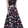 Formal Gowns Nox Anabel - 8336 Two-Piece Bateau Butterfly Printed Evening Gown