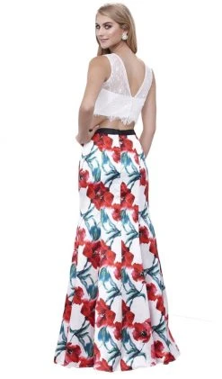 Formal Gowns Nox Anabel - 8342 Sleeveless Lace Floral Trumpet Evening Dress