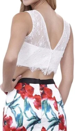 Formal Gowns Nox Anabel - 8342 Sleeveless Lace Floral Trumpet Evening Dress